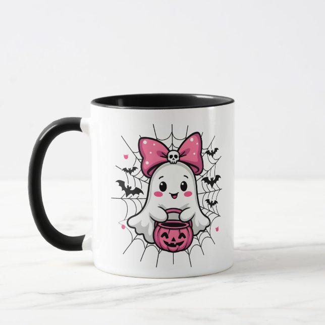 Caneca Fantasma Spooky com consciência cor-de-rosa do Can (Esquerda)