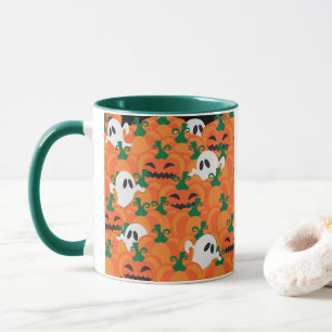 Caneca Fantasmas de Halloween no Campo de Abóbora Assombr