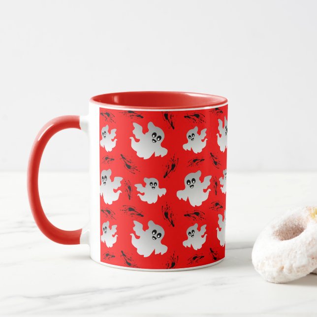 Caneca Fantasmas do Dia das Bruxas (Com Donut)