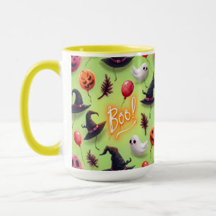 Caneca Fantasmas e Balões, Halloween, por Natasha Us
