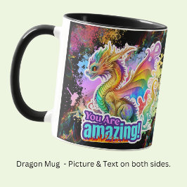 Caneca Fantástico Rainbow Soft Pastel Dragon com Asas