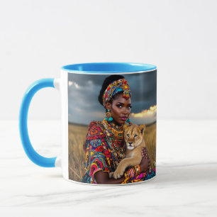 Caneca Fantasy Cute African Woman Lion