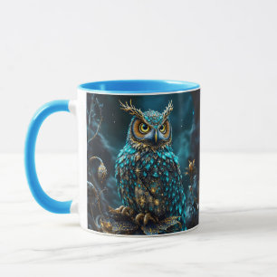 Caneca Fantasy Cute Brass Turquoise Owl