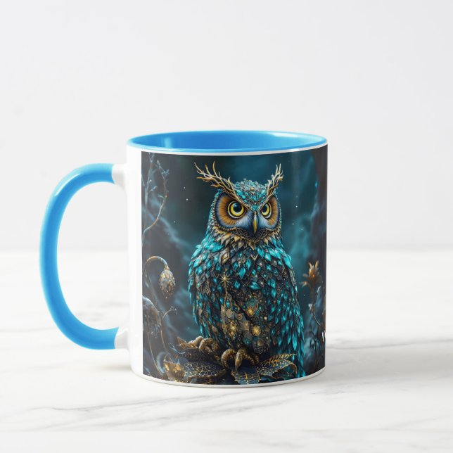 Caneca Fantasy Cute Brass Turquoise Owl (Esquerda)
