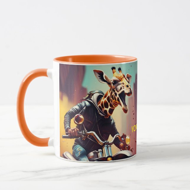 Caneca Fantasy Cute Giraffe Riding Bike (Esquerda)