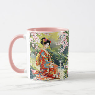 Caneca Fantasy Cute Girl Kimono Sakura