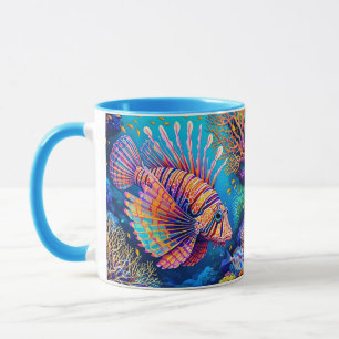 Caneca Fantasy Cute Lionfish Coral Reef
