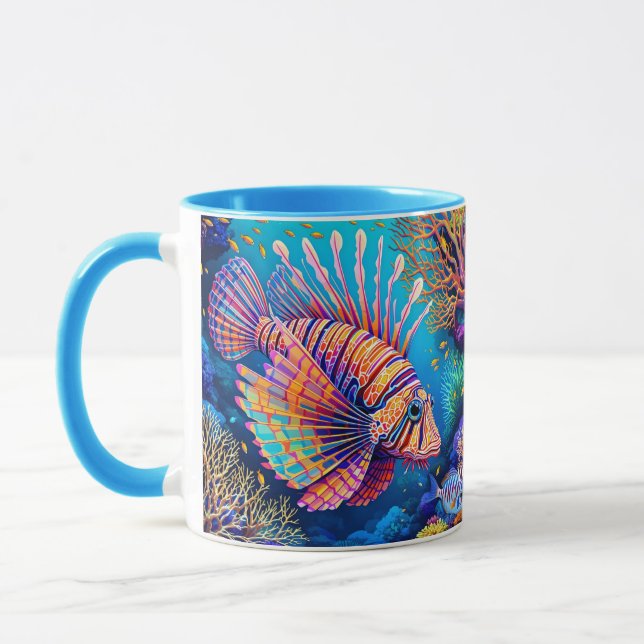 Caneca Fantasy Cute Lionfish Coral Reef (Esquerda)