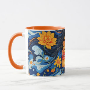 Caneca Fantasy Cute Orange Blue Girl
