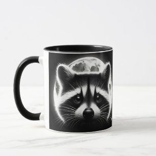 Caneca Fantasy Cute Racoon Face Moon