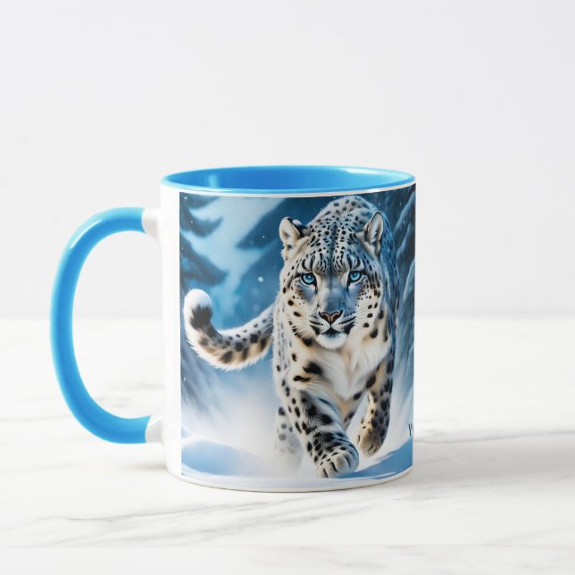 Caneca Fantasy Cute Snow Leopard Correndo (Esquerda)