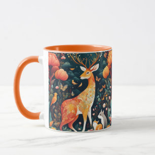 Caneca Fantasy Cute Vivid Flowers Forest Deer