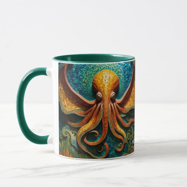 Caneca Fantasy - Cute Vivid Octopus Beauely Mosaico (Esquerda)