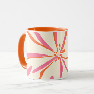 Caneca Fantasy Floral - Rosa, Laranja e Creme