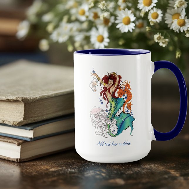 Caneca Fantasy Mermaid Teal Tail (Criador carregado)