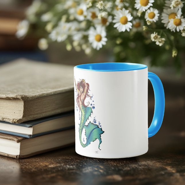 Caneca Fantasy Mermaid Teal Tail (Criador carregado)