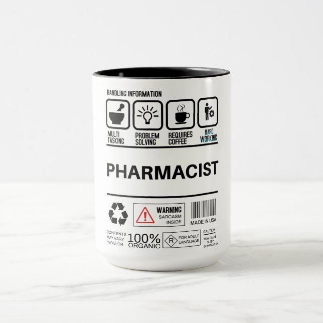 Caneca Farmacêutico Engraçado Tratamento de Informações (Centro)