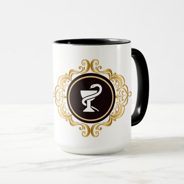 Caneca Farmácia Hygieia Símbolo Médico Mug (Frente Esquerda)