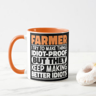 Caneca Farmer Eu Tento Fazer Coisas Engraçadas Dizendo Ag