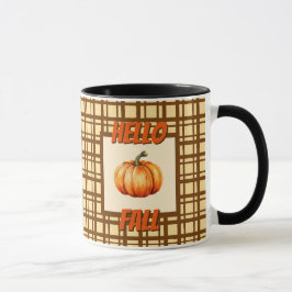 Caneca Farmhouse Pumpkin Fall Xadrez Estilo Russo