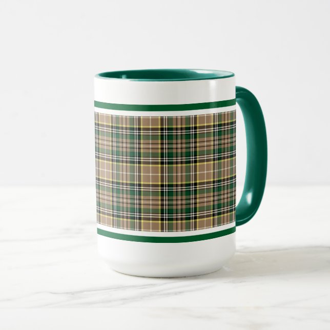 Caneca Farrell Tartan Pattern Tan Xadrez Irlandesa (Frente Esquerda)