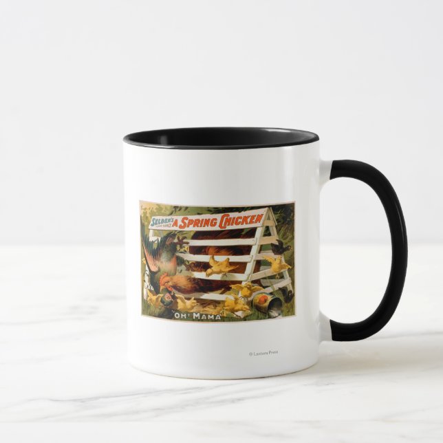 Caneca Farsa Engraçada de Selden, Um Frango Primavera Toc (Direita)