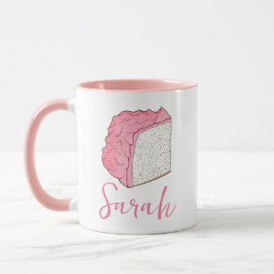 Caneca Fatia de Bolo de Comida Anjo Rosa Personalizada