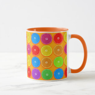 Caneca Fatias de Laranja Frescas e Coloridas