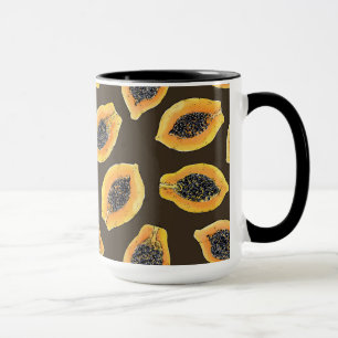 Caneca Fatias de Papaya em castanho escuro