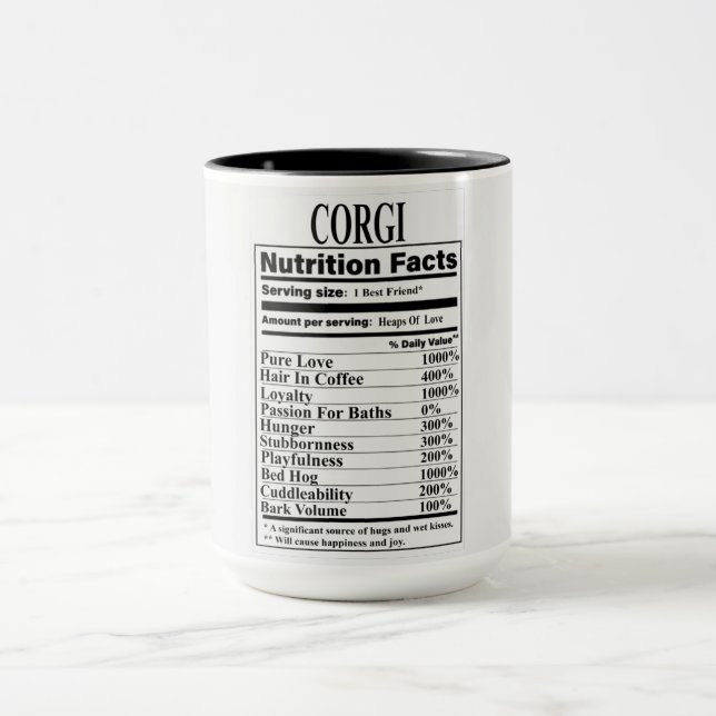 Caneca Fatos de Nutrição do Corgi (Centro)