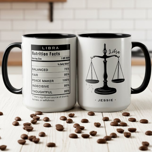 Caneca Fatos de Nutrição do Signo de Libra Astrologia (Libra Zodiac Sign Astrology Nutrition Facts Mug
)