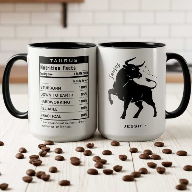 Caneca Fatos de Nutrição do Signo de Touro Astrologia (Taurus Zodiac Sign Astrology Nutrition Facts Mug
)