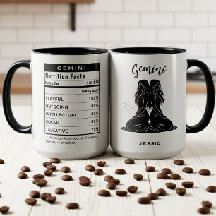 Caneca Fatos de Nutrição do Signo Zodiacal de Gêmeos Astr