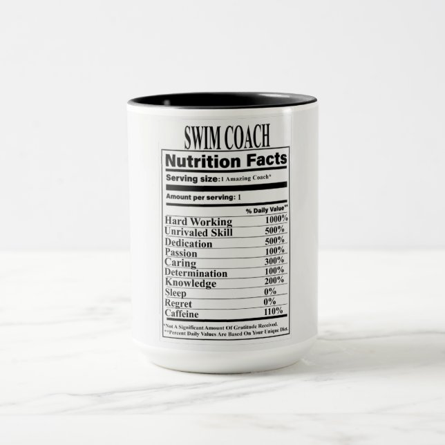 Caneca Fatos de Nutrição do Treinador de natação (Centro)