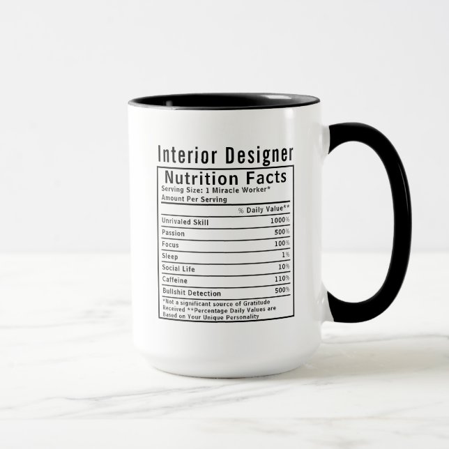 Caneca Fatos Nutricionais de Designer de Interiores Engra (Direita)