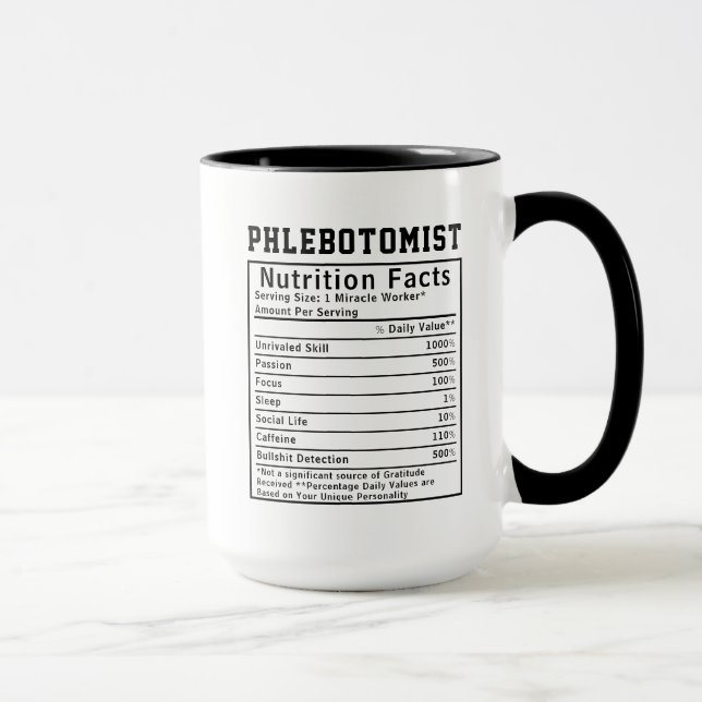 Caneca Fatos Nutricionais de Flebotomista Engraçado Prese (Direita)