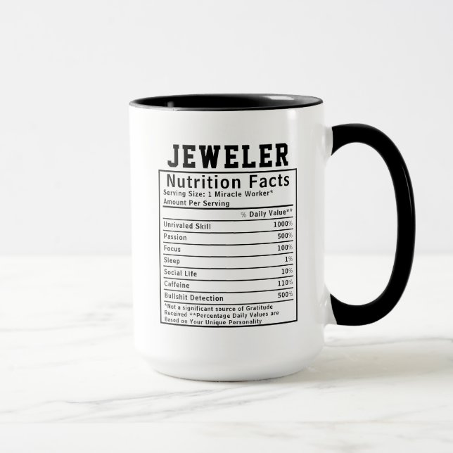 Caneca Fatos Nutricionais de Joalheiro Engraçado Presente (Direita)