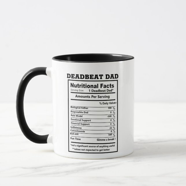 Caneca Fatos Nutricionais De Piadas De Deadbeat Torna-Se  (Esquerda)