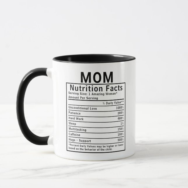 Caneca Fatos Nutricionais Divertidos para Mãe Presente do (Esquerda)