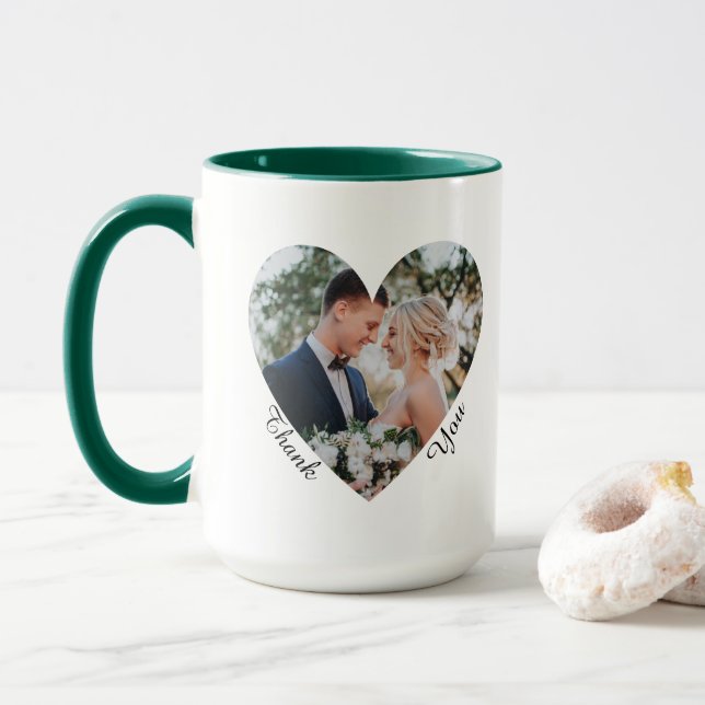 Caneca Favor de casamento Foto Dentro do Coração Obrigado (Com Donut)