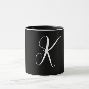 Caneca Favor de presente de casamento com monograma Preto