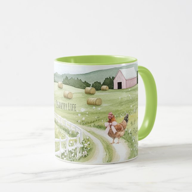 Caneca Fazenda Country Road Frango Laço Rosa (Frente Esquerda)