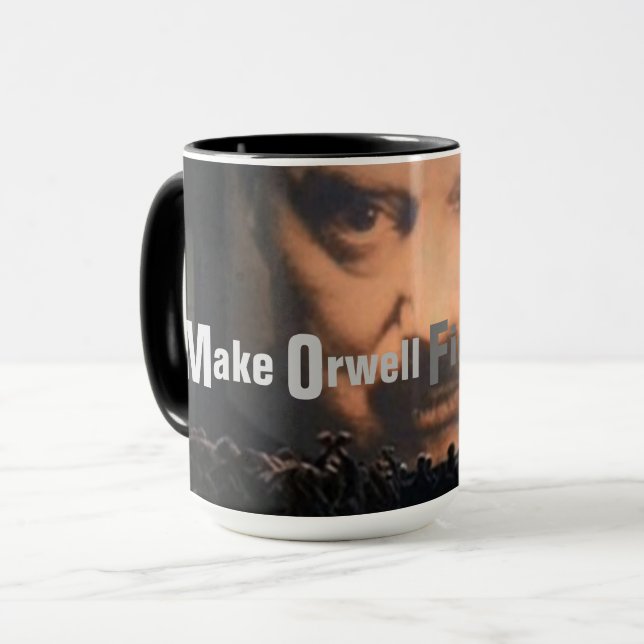 Caneca Fazer Ficção Orwell Novamente (Frente Esquerda)
