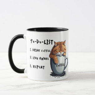 Caneca Fazer Lista De Humor, Gato Com Sono Preguiçoso