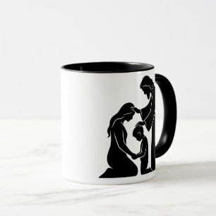 Caneca Fé e família Mãe e Criança abençoados por Deus