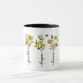 CANECA "FÉ, ESPERANÇA, AMOR, CITAÇÃO CRISTÃ