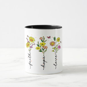 CANECA "FÉ, ESPERANÇA, AMOR, CITAÇÃO CRISTÃ