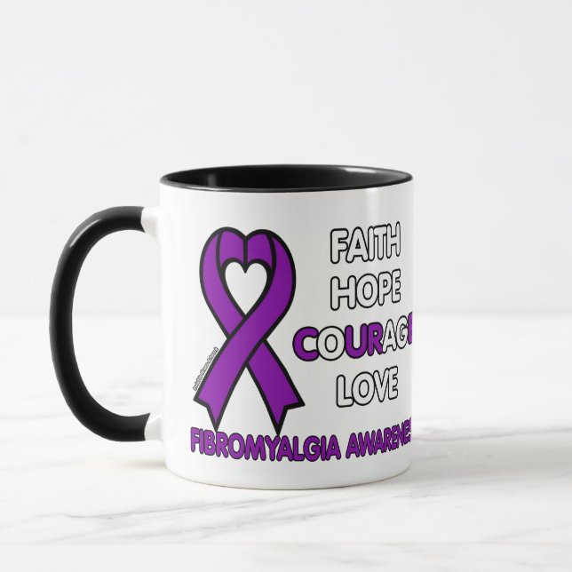 Caneca Fé Esperança Coragem Amor... Fibro (Esquerda)