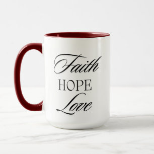 Caneca Fé, Hope Love Minimalist Design