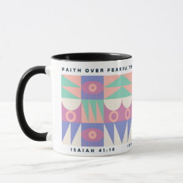 Caneca Fé Sobre o Medo Mug Moderno Motivacional Cristão